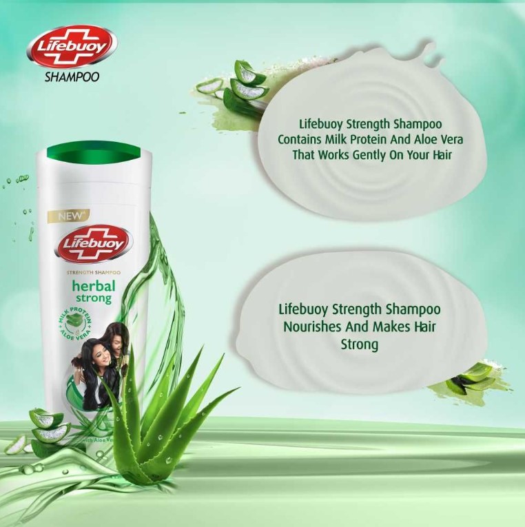 Lifebuoy Herbal Strong Milk Protein + Aloe Vera Strength Shampoo, 370ml